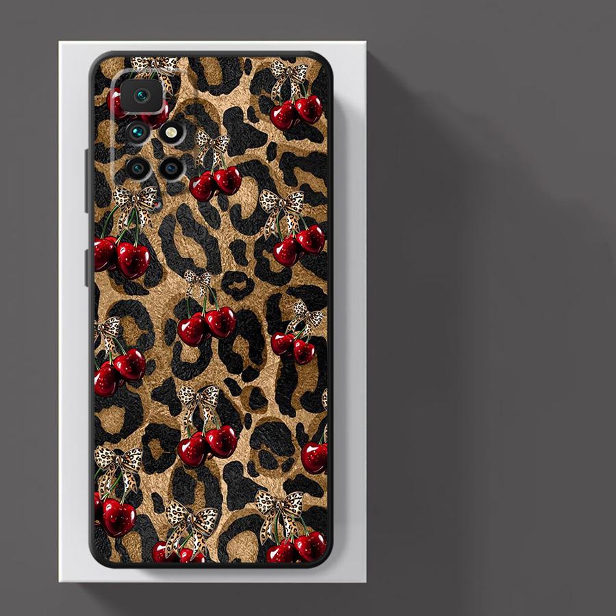 Leopard Cherry Funda Phone Cover Case for Xiaomi Redmi K40 K80 Pro A4 A3 A1 A2 Plus 12C A5 13C 14C 10 9