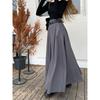 Women High Waist Jupe Korean Pleating Swing Skirt Vintage Fashion Spring Office Falda Holiday Loose Solid Long Skirt