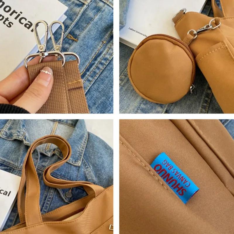 Simplicity Oxford Canvas Composite Shoulder Bag Solid Color Versatile Lazy Style Crossbody Bag Large Capacity Commuter Tote Bag