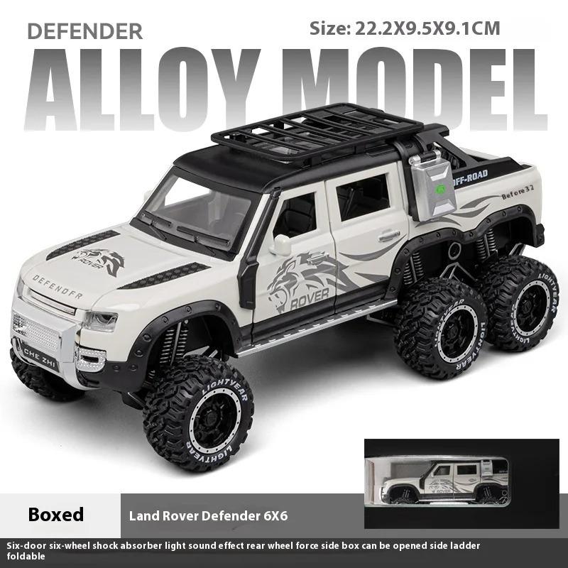 Toy Car 1/24 Land Rover Defender Six Wheels Off Road Pickup Car Model,Pull Back Diecast Truck Collectible Truck with Sounds  Lights for Kids Adults