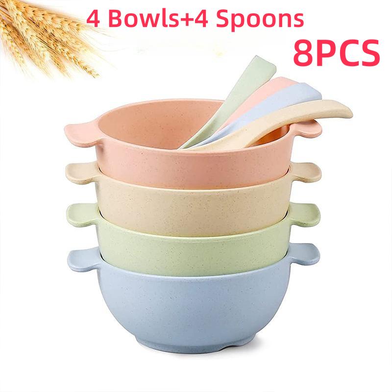 

8 шт./наборов детских мисок из натуральной пшеничной соломы для кормления малышей 8-pcs разноцветный