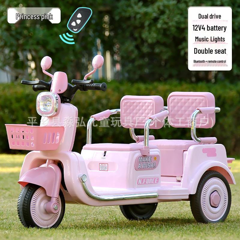 Double Electric Motorcycle for Kids - Battery-Powered Ride-On Toy