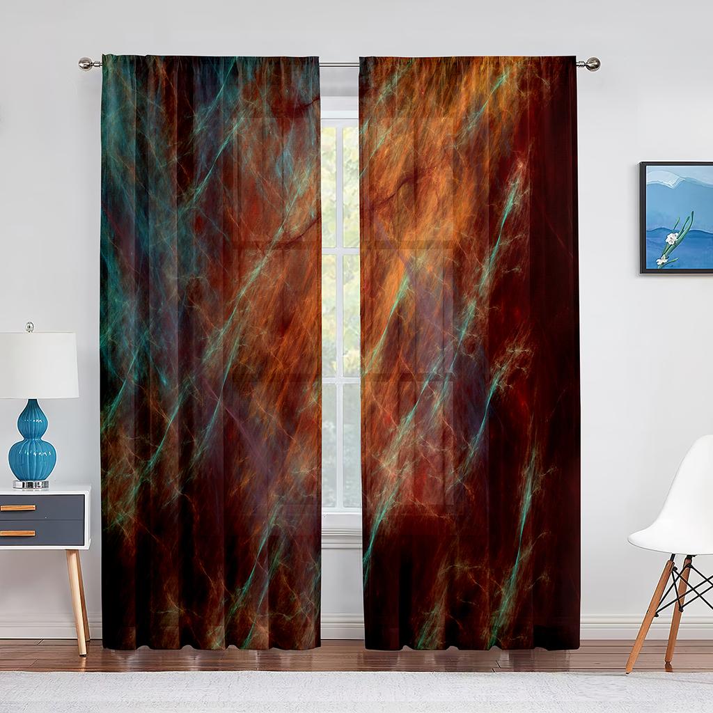 Marmor Guld Grå för Kök Vardagsrum Sovrum Inredning Abstrakt Modern Lyx Geometrisk Chiffong Tyll Gardiner Fönsterbehandling