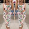 In stock, the new hot-selling slim-fitting and thin suspender printed medium and long dress OM