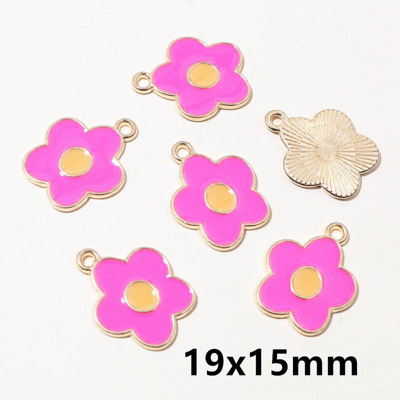 20pcs Enamel Mushroom Charms Pendant 19x19mm Alloy Metal DIY Jewelry Making Accessories for Earring Bracelet Necklace Finding