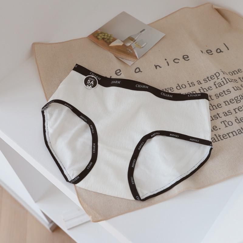 Large Size Baby Cotton Antibacterial Simple Tone Pure Cotton Women's Underwear Mid Waist Triangle Panties