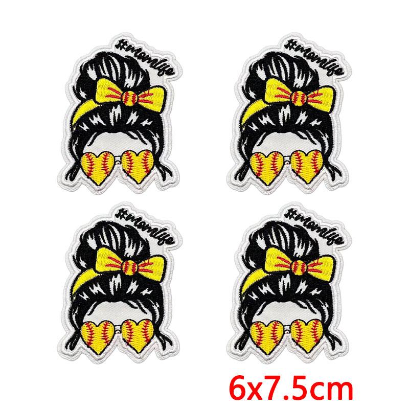 10PCS Softball Themed Iron On Patches, Softball Bow & Unicorn Embroidery Patches, Patches for Clothing DIY Decoration