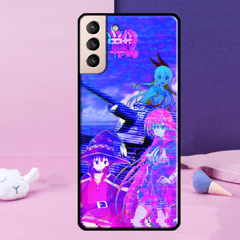 Vaporwave Glitch Anime Phone Case For Samsung Galaxy S25 S24 Ultra S9 S10 S20 S21 S22 Plus S23 FE S24 FE Cover
