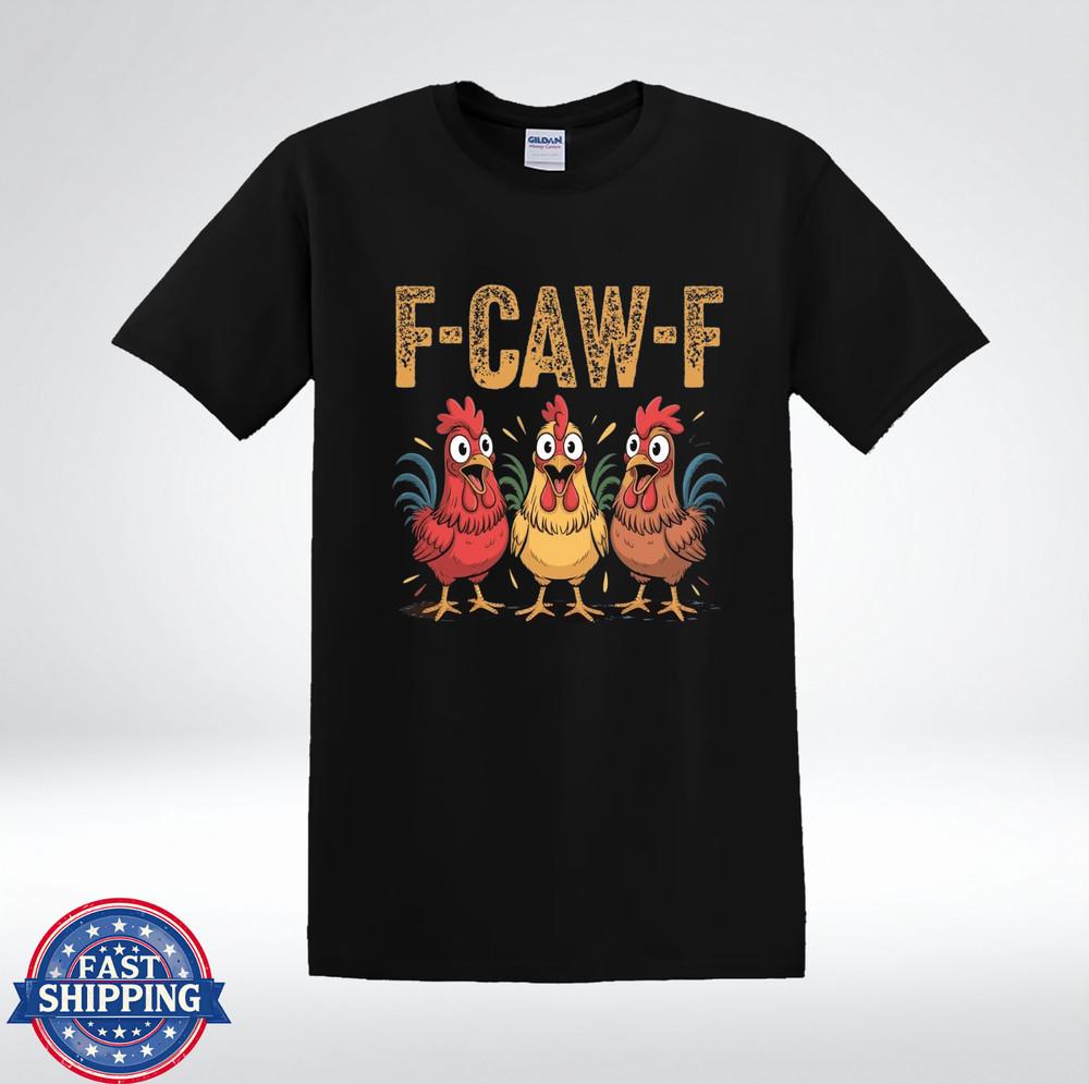 

Funny Chicken F-CAW-F Chicken Lover Cartoon Retro T-Shirt XL