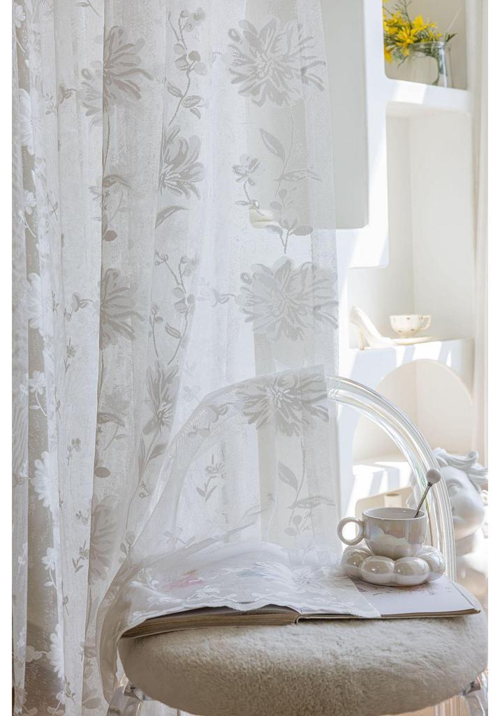 American Flower Lace Sheer Window Curtain Fabric