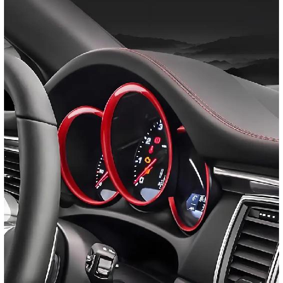 For Porsche Cayman Macan Boxster 718 987 981 Car Accessories Dashboard Gauge Trim Ring Sports Red Style