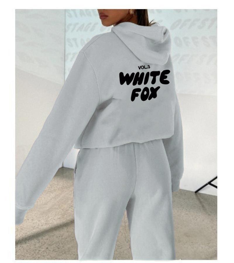 

Женский худи с приспущенным плечом и модным принтом, комплект для весны и осени S