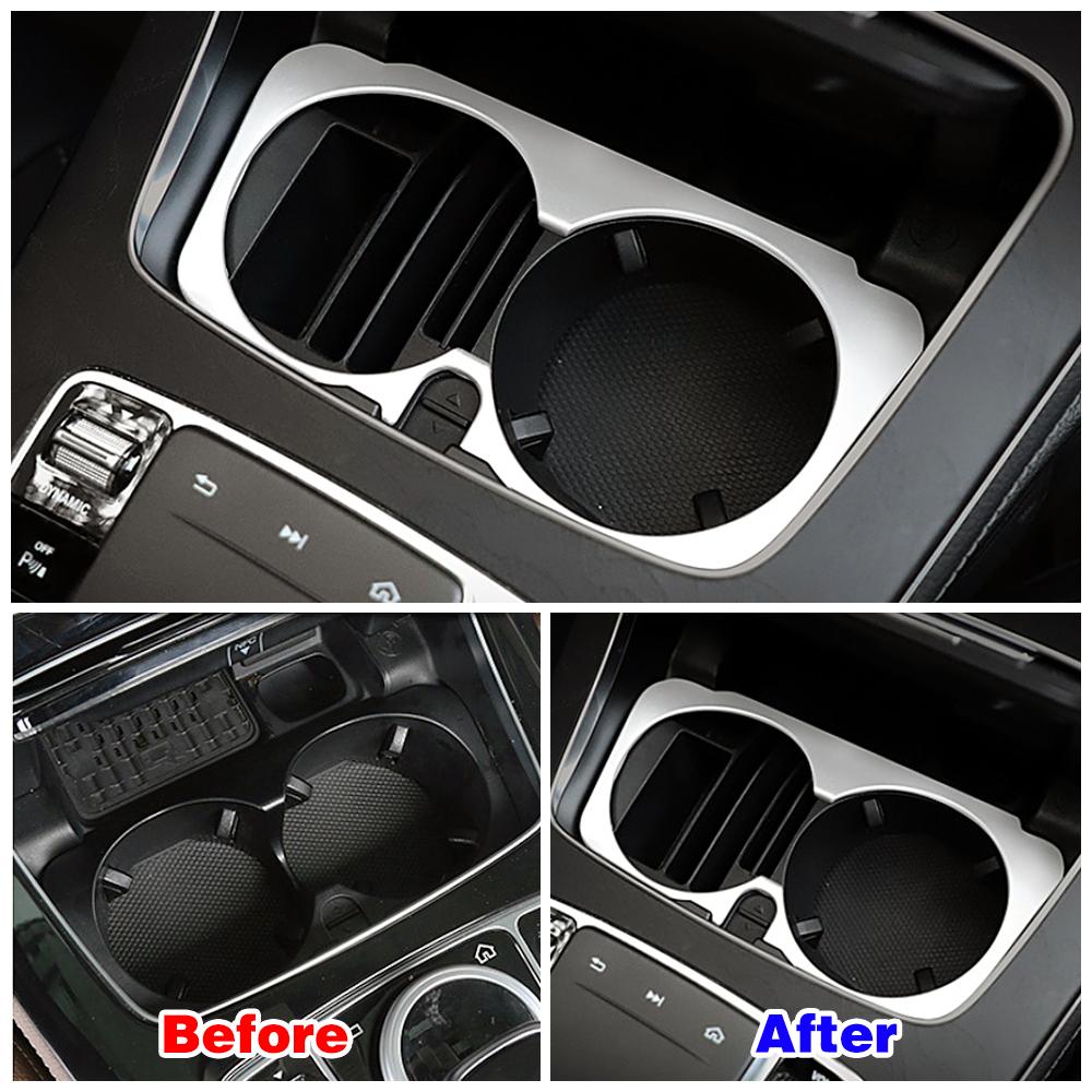 For Mercedes Benz C E GLC Class W213 W205 X253 Interior Central Console Part Modify Water Cup Holder Frame Molding Cover Trim