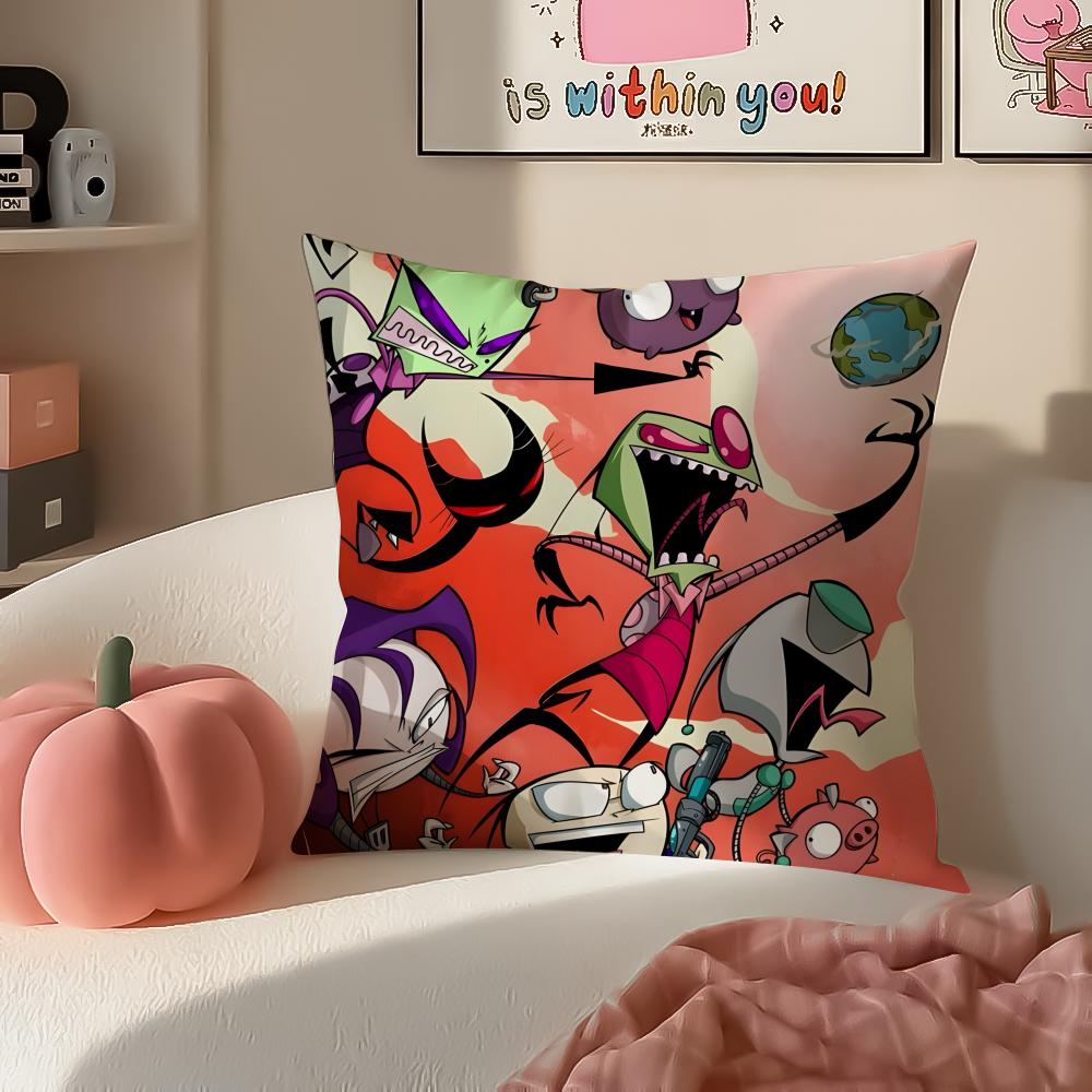 Weird Wacky Absurd Animated Series IInvader Zim Cushion Cover Pillowcase Short Plush Invisible Zipper Room Sofa Cushion Cover
