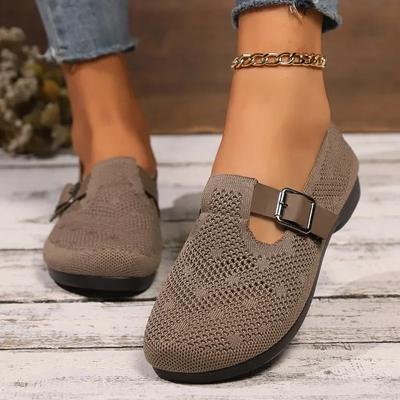 2024 Neue Hochwertige Damen Schuhe Mode Runde Spitze Einfarbig Schnalle Mesh Outdoor Freizeit Atmungsaktiv Slipper Damen Schuhe