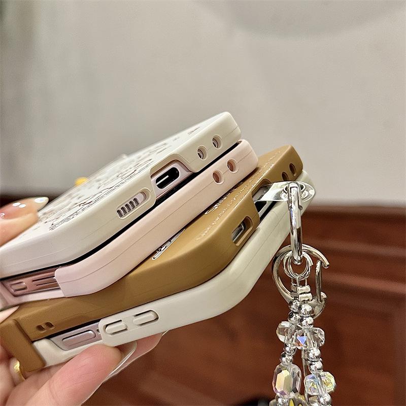 Korean Cartoon 9-Grid Phone Case for Samsung ZFlip6/Z5 with Color Block and Magnetic Stand