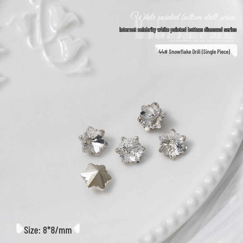 Nail Art Decorations: Transparent Pointed Rhinestones - Heart, Water Drop, Square, Butterfly Shapes