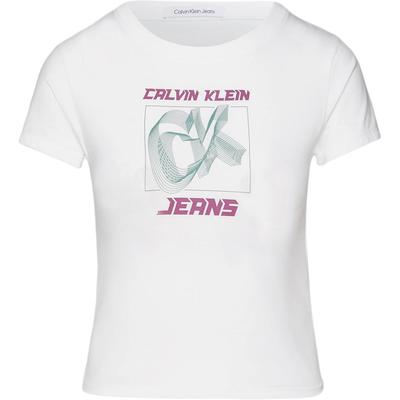 Jeans Logo Print Slim Fit Round Neck Short Sleeve T-Shirt Women T-Shirts Bright-White J20J222345-YAF