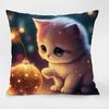 Cute Cat Pattern Decorative Pillowcase Living Room Bedroom Square Cushion Pillowcase