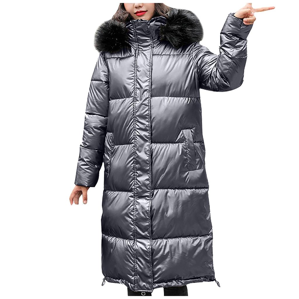 Women Winter Warm  Hooded Thick Warm Slim Jacket Long Overcoat Coat