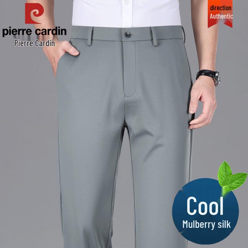 Pierre Cardin Men s Ice-Feel Silk Blend Straight-Leg Dress Pants 34