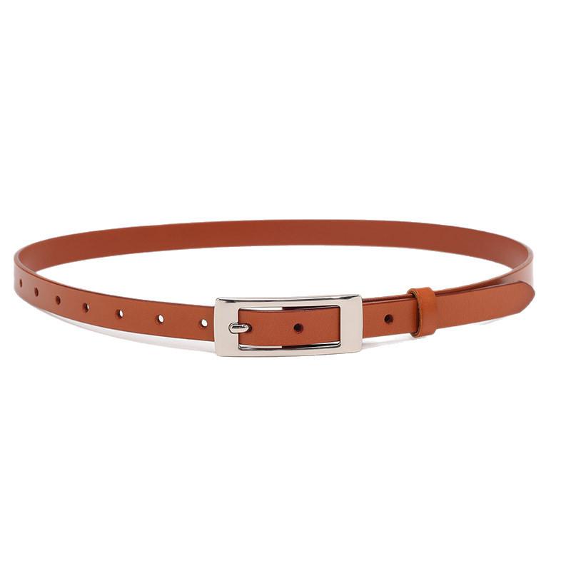 Leather Ladies Trendy Belt With Alloy Closure And Geometric Style For Business Outings And