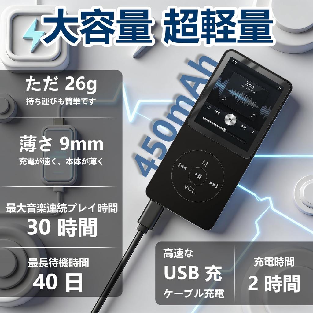 [Multi-functional in 1] Music Player MP3 Player with Memory Card, Built-in Speaker, Wireless/Wired, 128GB Expandable, HIFI Sound Quality, Equalizer Se