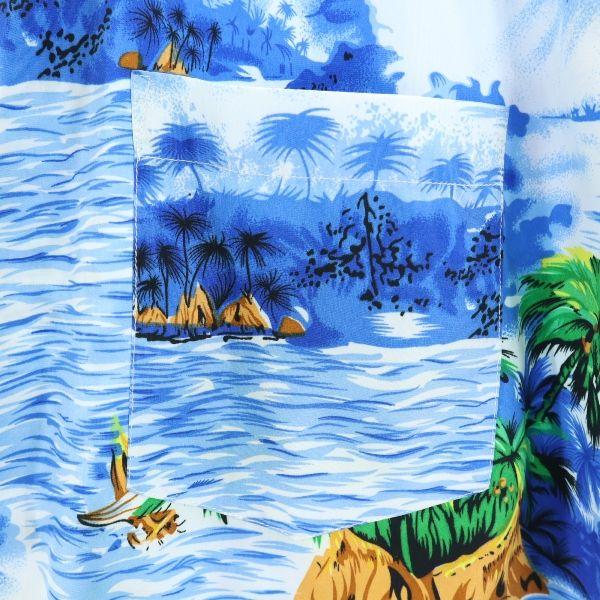 MAUI Overall Handle Short Sleeve Aloha Shirt M Bluish Men's Used