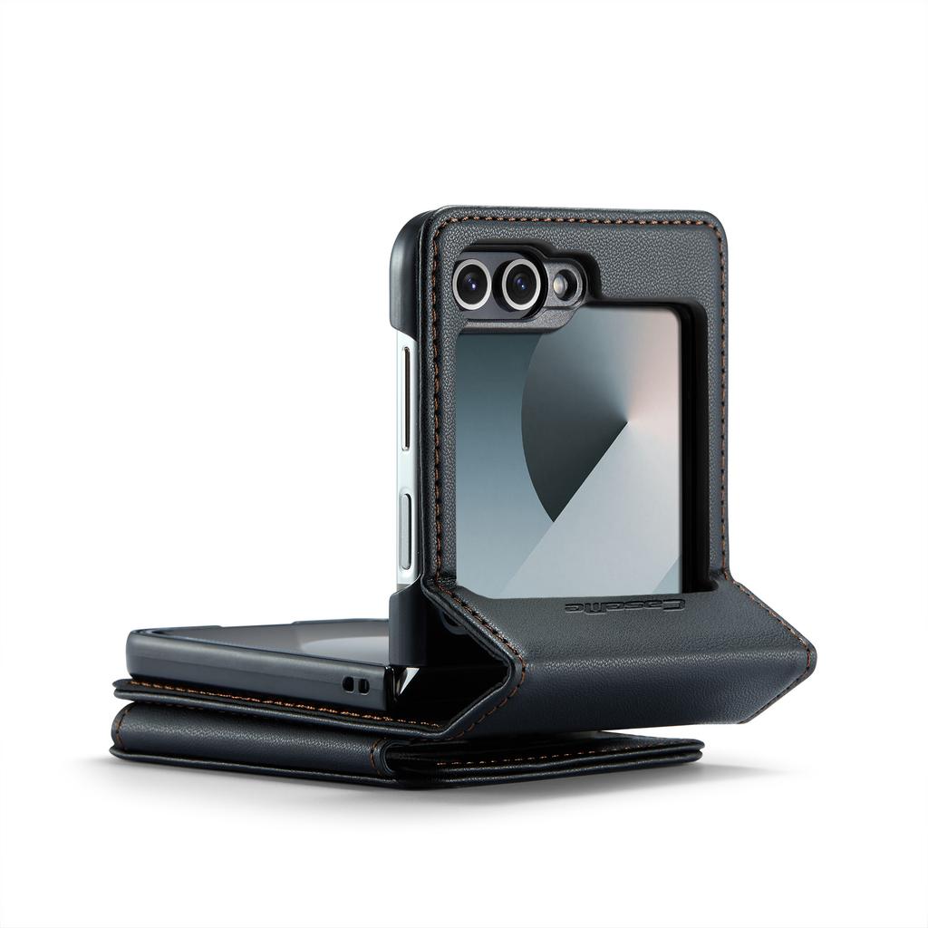 Für Samsung Galaxy Z Flip7 FE 5G Hülle mit RFID-Blockierung 5 Kartenfächern CASEME C22 Leder-Rückseite