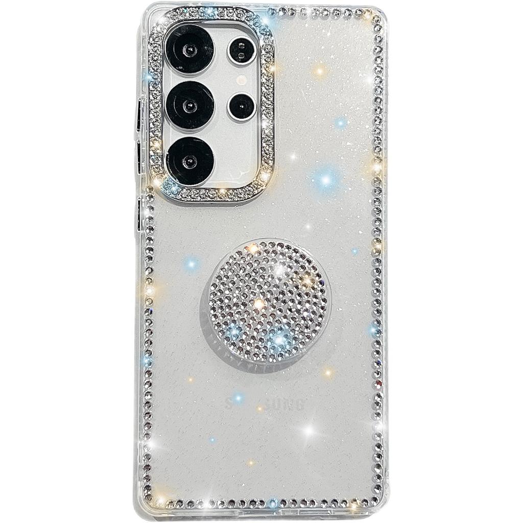 Gem Love Stand Is Suitable for Samsung S25 Ultra Mobile Case Flash Diamond S24 Flash Powder A56 Fashion A17