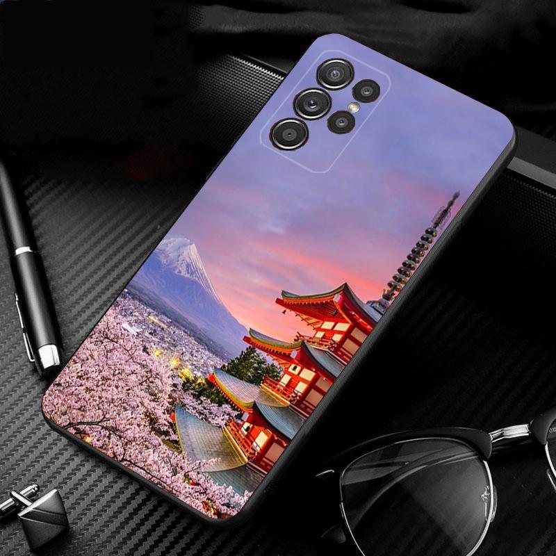 Japan Sceneary Cherry Flower Mountain Phone Case For Samsung S24 S23 S22 S21 S20 Ultra S20 S22 S21 S10E S20 FE S24 Plus Shell