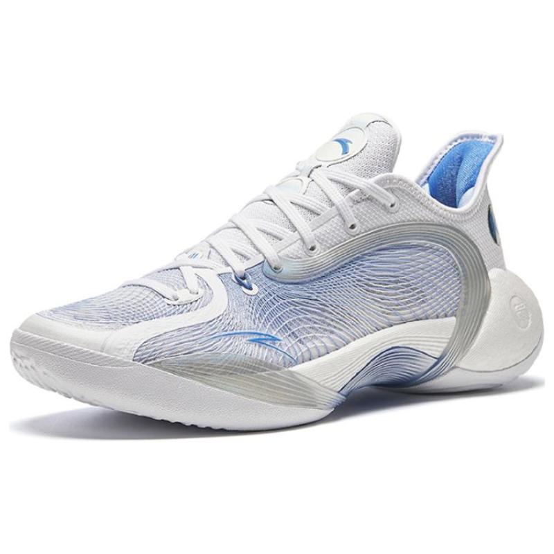 Anta Three Points Of Rain 2 Generations Shock Absorbers Slip Resistant Low Top Basketball Shoes Men's White Blue Sneakers 912421602-4
