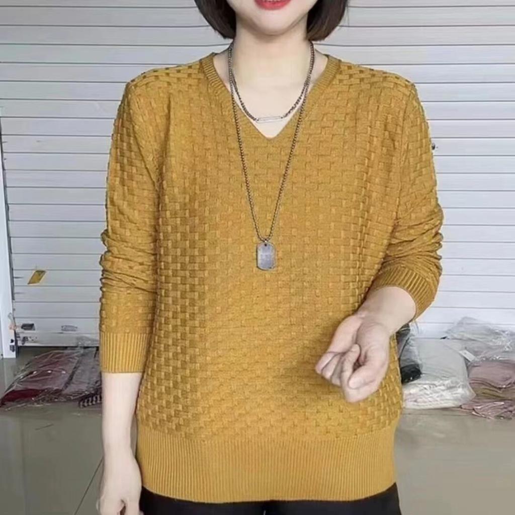 Maglione in Maglia a Maniche Lunghe da Donna Primavera e Autunno Madre Pigra Tinta Unita Ampio Top
