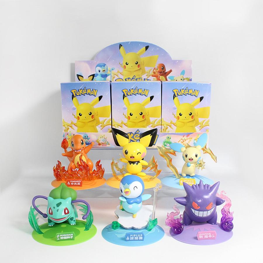 1/3/6PCS Pokmon Blind Box 10cm Q Version Pikachu Action Figure Gengar Figurine Collection Model Toys Halloween Christmas Gifts