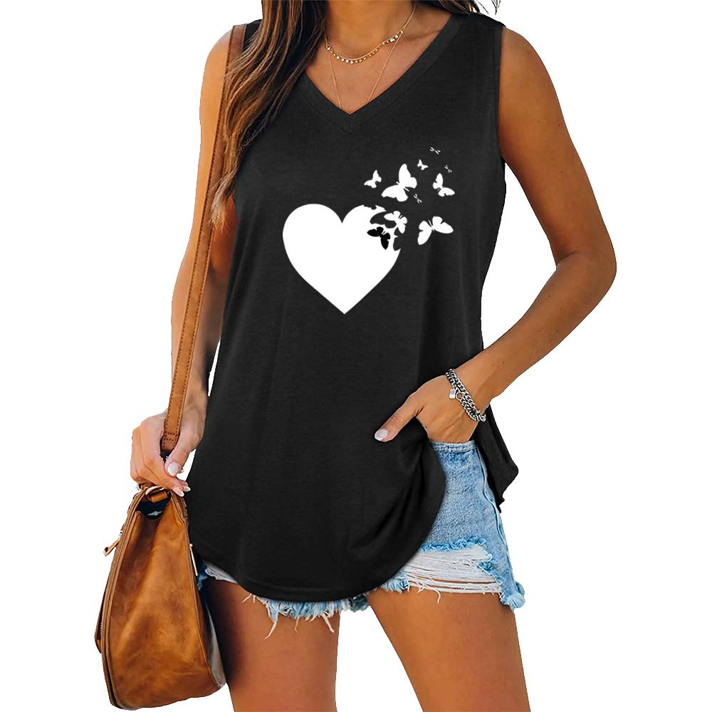 Summer Fashion Tank Top Women V Neck Shirt Ladies Casual Sleeveless T-shirt