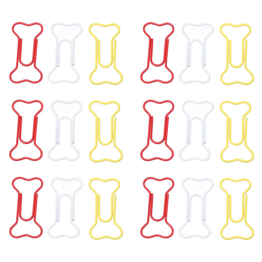 100pcs Bone Shape Paper Clips Rustproof Plating Process Increased Slip Resistance Cute Metallic Paper Clips for Office