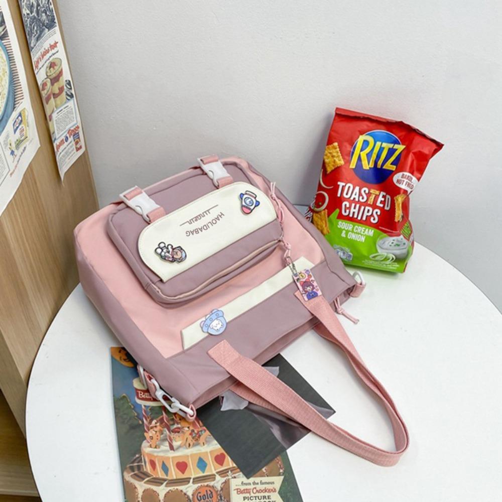 Ins Students School Bags Multi Pockets Large Handbag Cute Teenage Shoulder Bags  Girl