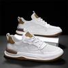 2025 Men's High-End White Sneakers: Soft Sole, Breathable, Hollow Design, Korean Style, Trendy Flat Shoes