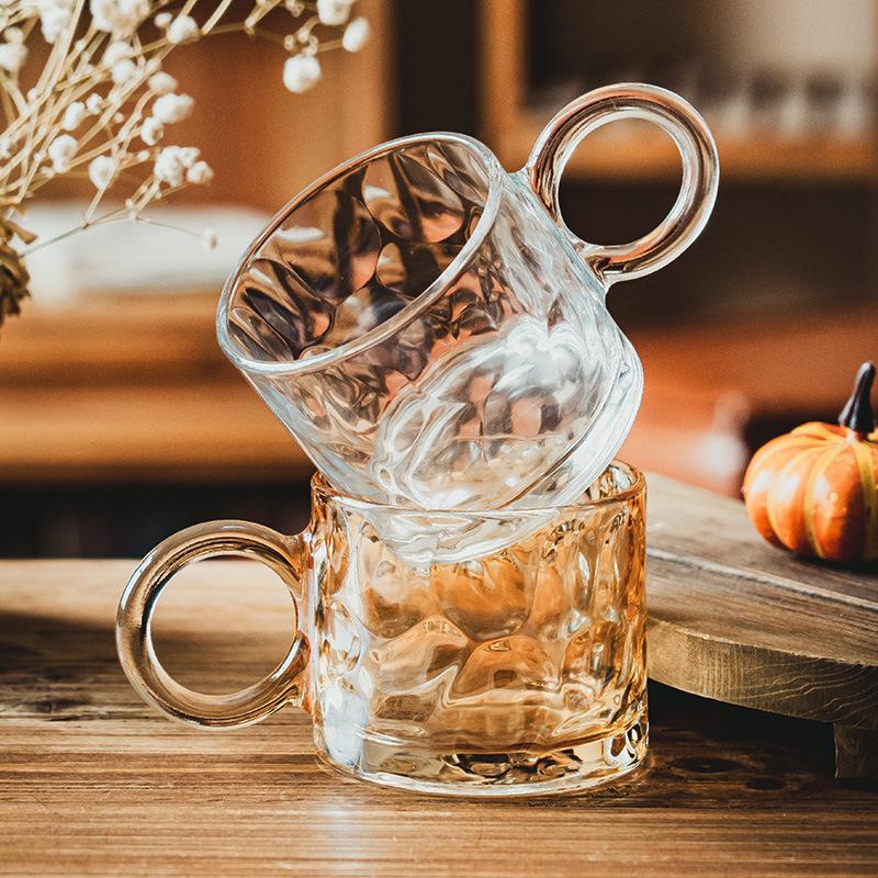 Light Luxury Glass Creative Big Ear Cup High-End Transparent Cup Household Water Cup Juice Cup Simple Wine Glass