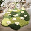 Plush Bedroom Bedside Area Rug Fluffy Three-Dimensional Carpet Nordic 3D Lawn Moss Rugs Carpet Green Forest Irregular Floor Mat
