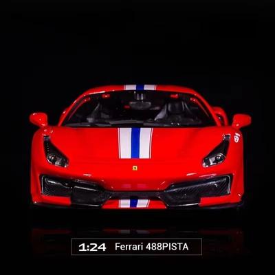 1:24 Farah 458 488 Die-cast Alloy Car Model Ornaments Metal Car Model Sound and Light  Pull Back Children's Toy Gift Collection Display