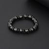 2023 European-American Black Gallstone Natural Stone Magnetic Couple Bracelet with Resin Blue Eye Beads.