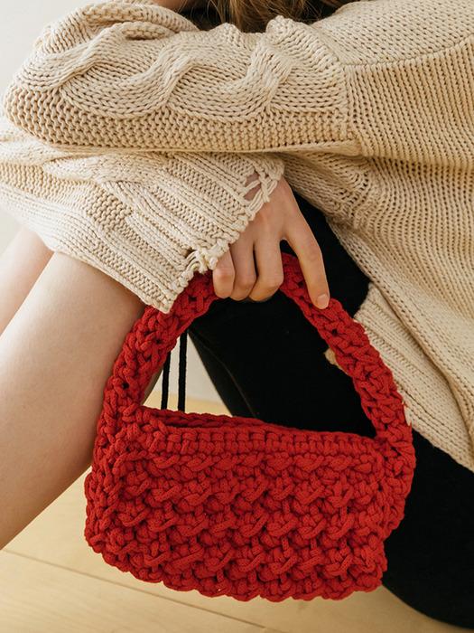Tinknit Knit Handmade Tote Bag Red
