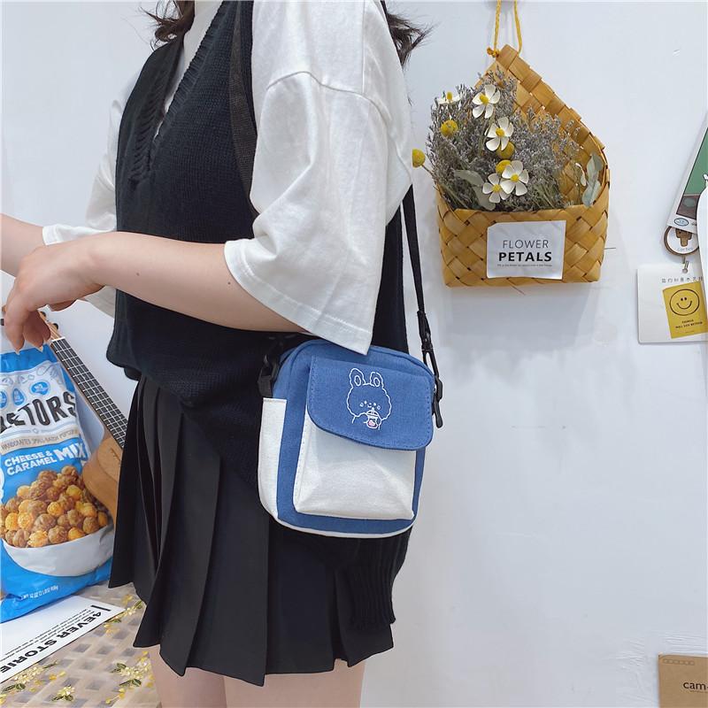 Canvas Shoulder Women's Bag Small Fashion Messenger Crossbody Bag for Girl Students Cotton Cloth Female Handbags