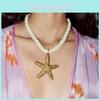 Stylish Geometric Starfish Necklace With Alloy Shell Pendant For Women In 2024