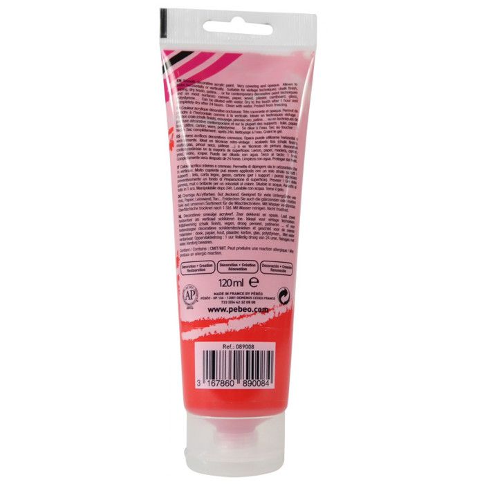 Acrylic Paint - PEBEO - DecoCrème - Passion Red - 120 Ml - Matte Finish