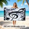 Music General Theme Beach Towel Personalized Custom Name & Text Soft Quick Dry Beach Towel for Swimming Travel