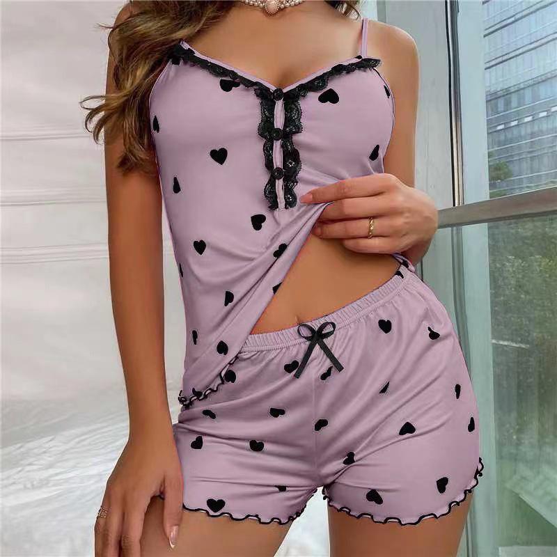 

Стильный женский пижамный комплект с V-образным вырезом - Удобная и сексуальная майка с шортами на пуговицах Extra Large