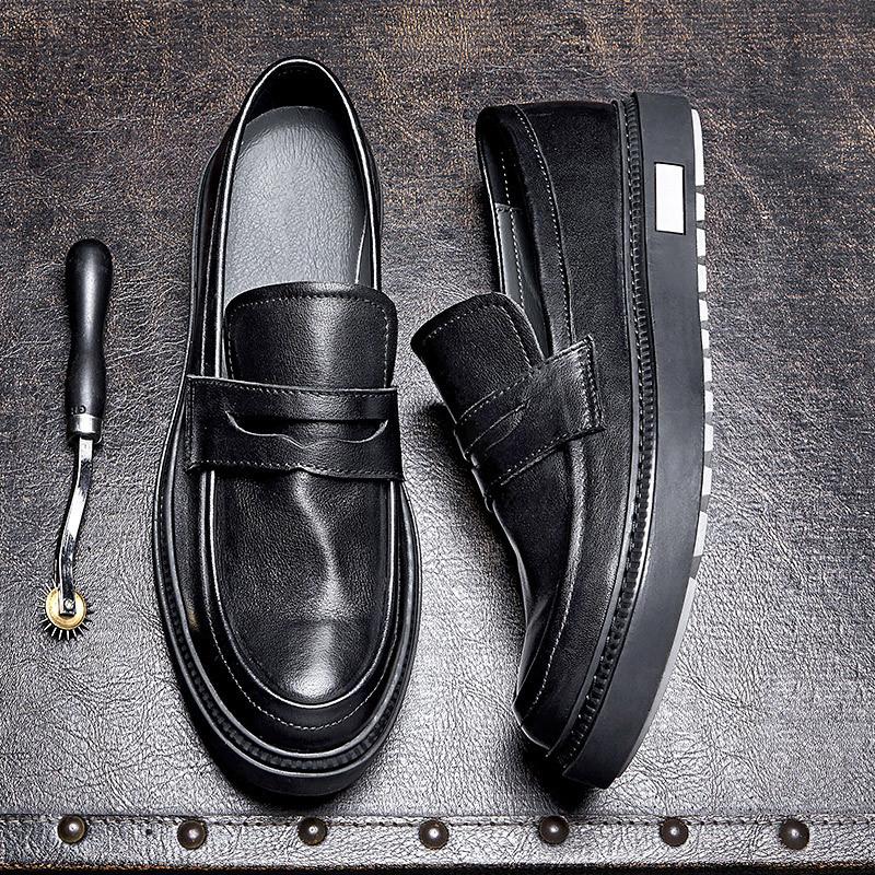 Handmade One-Pedal Loafers Men'S Genuine Leather Retro Breathable Soft-Soled Lazy Casual Leather Shoes Men'S British Men'S Shoes