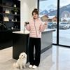 New oblique zipper ribs hooded couple cotton clothes women's fashion loose large size light cotton clothes